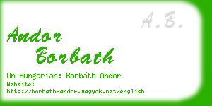 andor borbath business card