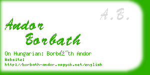 andor borbath business card